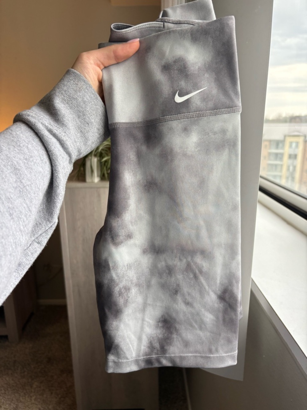 Nike Light Gray Tie Dye Dri-FIT Biker Shorts - XS